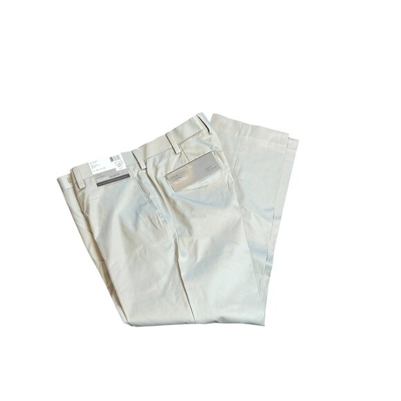Louis Raphael Khaki Tailored Slim Fit Cotton Twill Pants NWT Size 36/30 - Picture 1 of 7